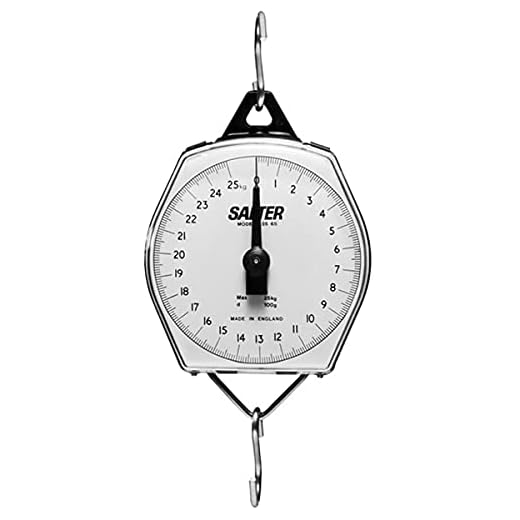 Salter Brecknell 235-6S-56/25 Dual-Marked Mechanical Hanging Scale, 56 lb Capacity, 4oz Increments, Corrosion Resistant