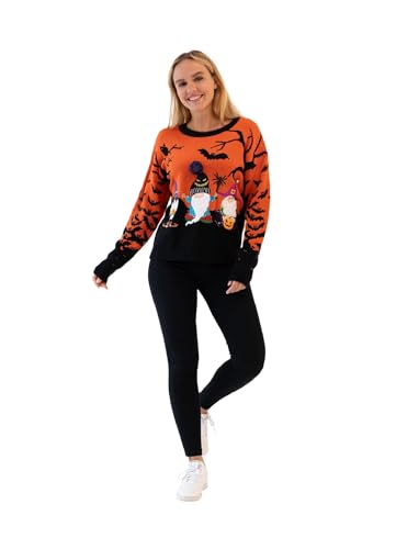 Blizzard Bay Women's Halloween Crew Neck, Long Sleeve, Sweater, Orange Twist, Medium - image 1