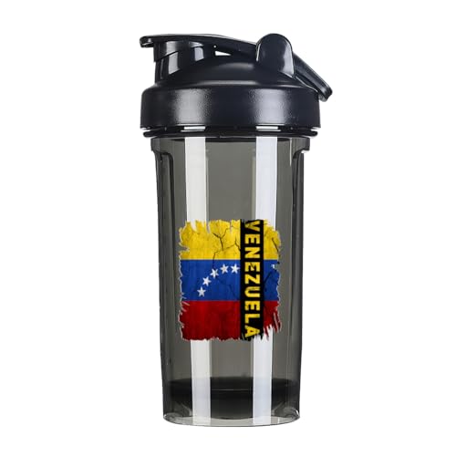 Vintage Venezuelans Flag 18 Ounce Shaker Bottle Drink Mixer Leak-proof Pre Workout Protein Shakes Meal Replacement Shakes Bottles 500ML/18 Oz Black