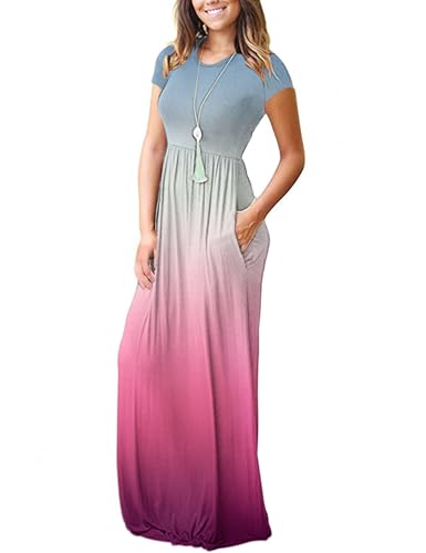 AUSELILY Women's Classic Short Sleeve Loose Plain Casual Long Maxi Dresses for Women 2026