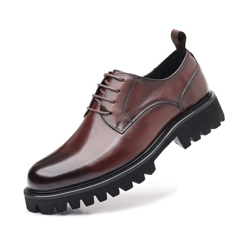 Men's Patent Leather Platform Oxford Shoes Classic Lace-up Lug Sole Business Dress Shoes Casual Block Heel Soft Bottom Comfortable Formal Oxfords