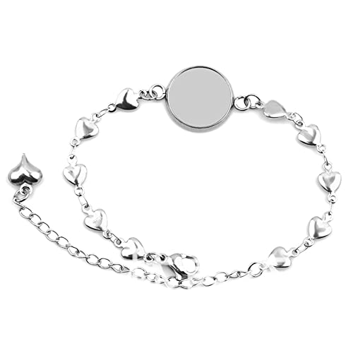 SHUNAE 10pcs 12mm 14mm 16mm 18mm Stainless Steel Bracelet Blank Glass cabochon Base Settings DIY Cameo Bezel Trays for Bracelets Making… (12mm)