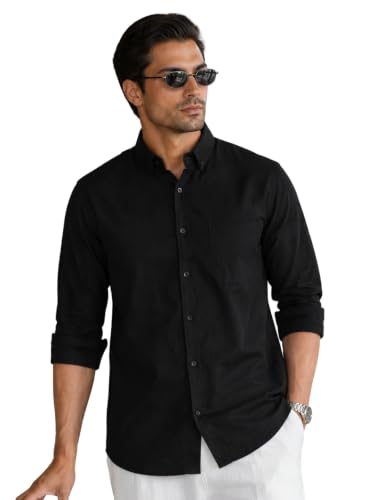 Image of Majestic Man Men's Solid Pure Cotton Casual Shirt - Slim Fit | Full Sleeves | Soft & Breathable Fabric