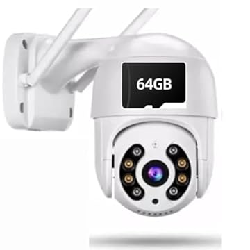 Câmera IP Wi-Fi Externa A8, Rotativa com Auto Tracking, Visão Noturna Infravermelho, À Prova D'água, com Cartão 64GB