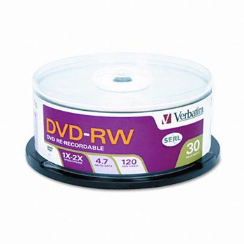 Verbatim DVD-RW Rewritable Disc DISC,DVD-RW,2X,30PK,SR BQ10-341330-07 (Pack of3)