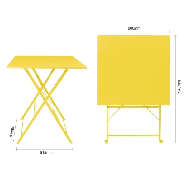 Table carrée Bolero Perth jaune doux à plateau style pavé résistant de 60 mm