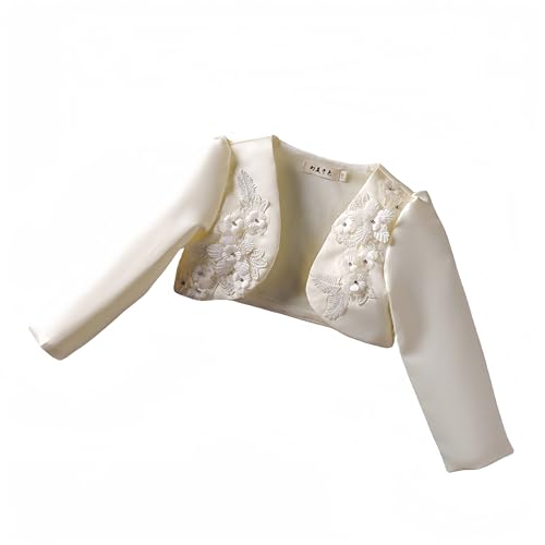 Girls Shrug Cardigan Cover Up Long Sleeves Flower Bolero Shawl Wedding Bridesmaid Party Birthday Princess Dress up