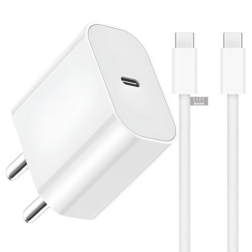 Image of iPhone 15 Original Charger Set Fast Charging,20W iPad USB C Fast Adaptor with 3.3Ft Braided Cable Type C Wall Adapter for iPhone 15 /15 Plus /15 Pro /15 Pro Max, iPad Pro /Air /Mini, MacBook, White