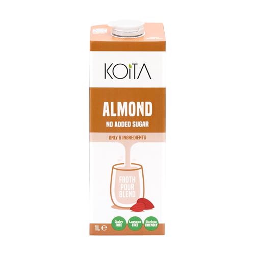 Koita Almond Milk (1L) - No Added Sugar, Plant-Based, Vegan, Shelf Stable, Nut Milk, Made in Italy, Barista Friendly