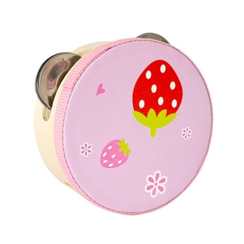 CoudarTitie 木製タンバリン ハンドドラム 音楽教育用おもちゃ 2列タイプ 子供向け, いちご, 10CM