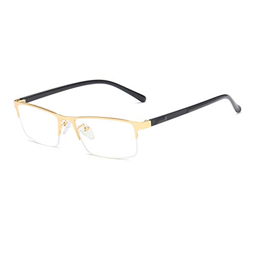 Image of Blue Light Blocking Computer Glasses Metal Semi-Rimless Frame Rectangular Business Gaming Eyeglasses Clear Lens