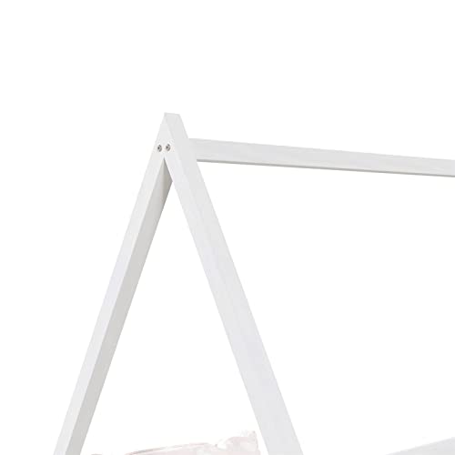 IDIMEX Hausbett SILA aus massiver Kiefer, schönes Montessori Bett in 90 x 200 cm, stabiles Kinderbett mit Rausfallschutz und Dach in weiß – Bild 6