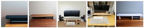 Image of Deskvue 46 inch Dual Monitor Desk Shelf | with FULL LENGTH Aluminum Under-Shelf | Large Monitor Riser | Office Desk Storage | Grovemade Inspired | MATTE WHITE