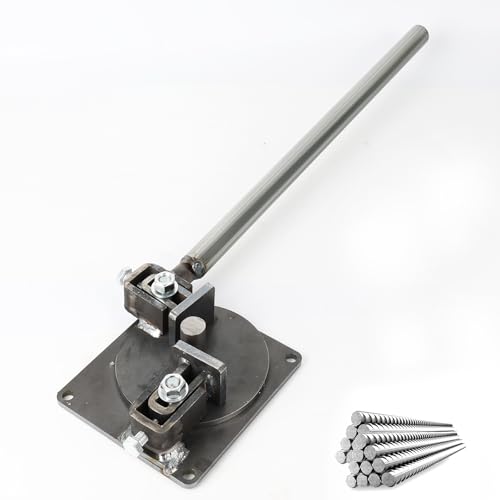 Cintreuse manuelle robuste en acier plaqué zinc de qualité 8.8 pour tiges d'armature de 4 à 14 mm, avec poignée en acier inoxydable de 370 mm et base de...