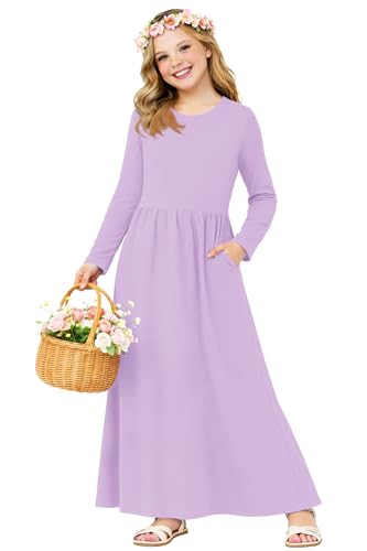 Image of Deerose Girls Maxi Dress Short Sleeve Casual Long Dresses with Pockets 5-14 Years
