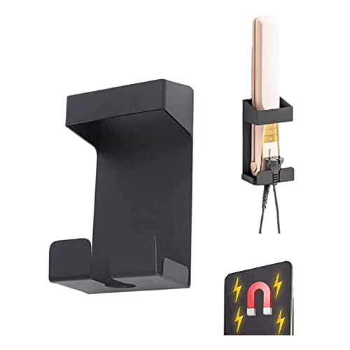 ヘアアイロンホルダー マグネット ヘアアイロン収納 風呂場収納 フック (ブラック)