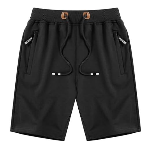 LY4U Pantalones Cortos Deportivos Casuales para Hombre con Bolsillos con Cremallera en la Cintura Elástica Negro XL | Ya disponible en tu tienda friki favorita! En mundofriki.es!