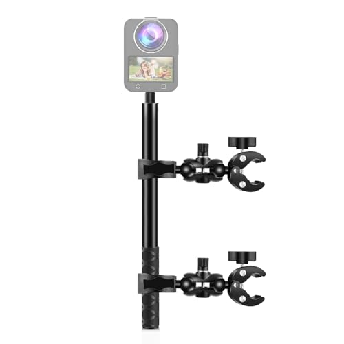 PULUZ バイク用カメラマウントキット 150cm延長セルフィースティック クイックリリース付き 2つの頑丈なダブルクランプで安定したマウントが可能 360度カメラ、アクションカメラ、X4、Ace Pro、GoPro HERO12 13、DJI Osmo Action 4 5 Pro、バイク/サイクルに対応