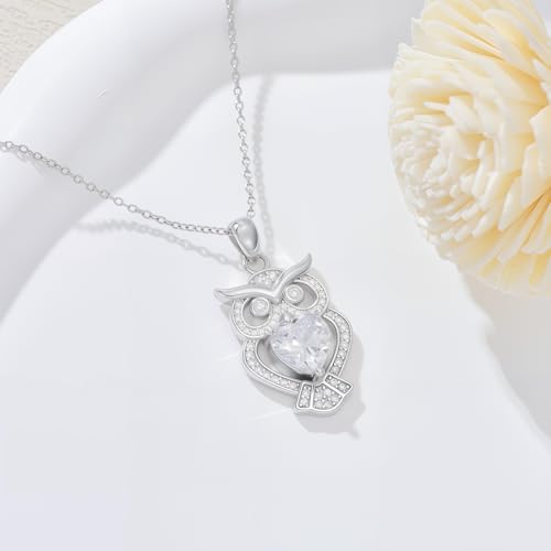 Birthstone Owl Necklace for Women 925 Sterling Silver 1.2mm Cable Chain and Pendant Ladies Jewelry Gifts3