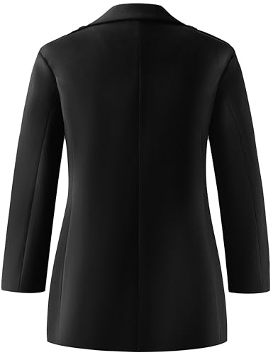 wantdo Women's Plus Size Pea coat Oversized Notched Lapel Peacoat Jacket2