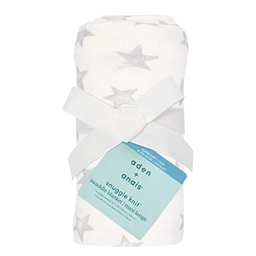 Image of aden + anais Snuggle Knit Baby Swaddle Blanket for Newborn Girl and Boy, Versatile Stroller Cover, Burp Cloth, Nursing Shield, 47 x 47 Inch, Star