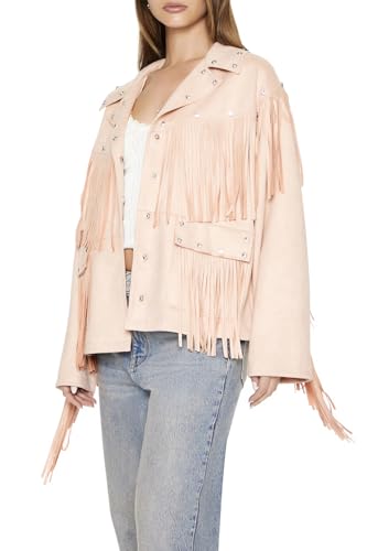 Forever 21 Women's Fringe Faux Suede & Gem Jacket2