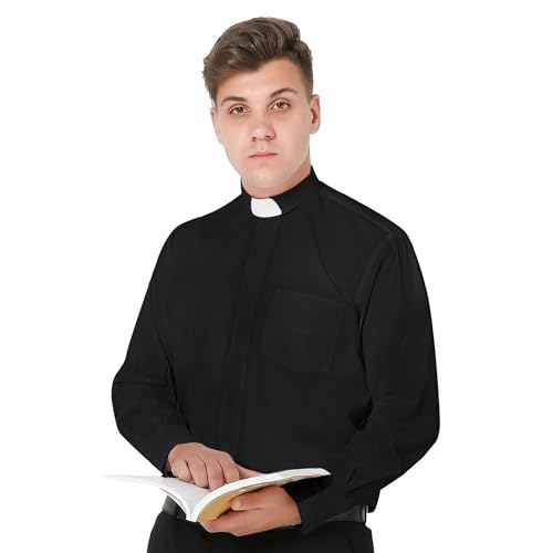 Ivyrobes Mens Tab-Collar Long Sleeves Clergy Shirt