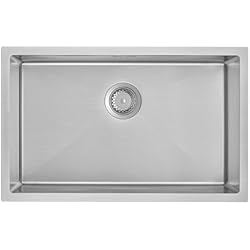 Fregadero Sintetico Bajo Encimera Fregadero Cocina 70 x 44 cm, Auralum Fregadero Cocina 1 Seno, Fregadero Bajo Encimera, Enrasado o Sobre Encimera, Fregadero de Acero Inoxidable con Desbordamiento y Sifon de Cocina