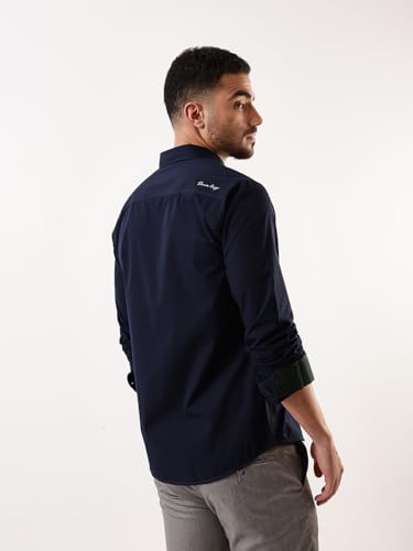 Image of Dennis Lingo Men Solid Spread Collar Full Sleeves Regular Fit Cotton Casual Shirt