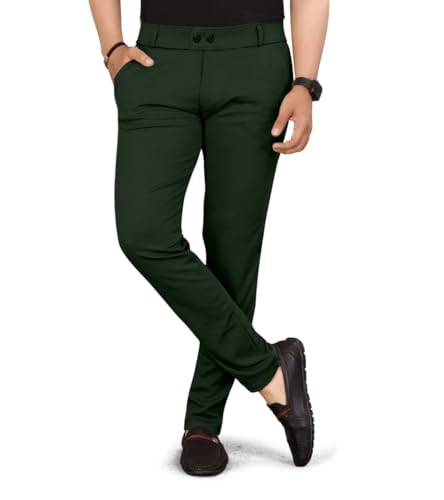 Image of HARSHAD KUMAR & CO. Men's Solid Slim Fit Stretchable Casual Wear Comfortable Formal Trousers Pants