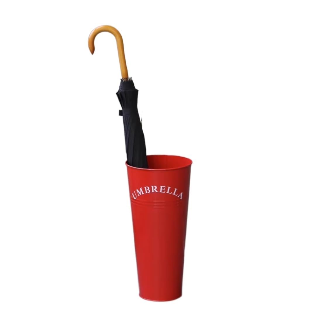 Porte-parapluie rouge au design moderne pour garder votre entrée propre les jours de pluie