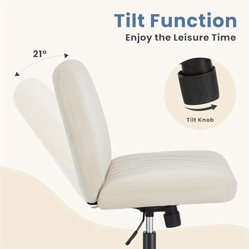 Chaise de bureau confortable en tissu pivotante siège large sans bras réglable