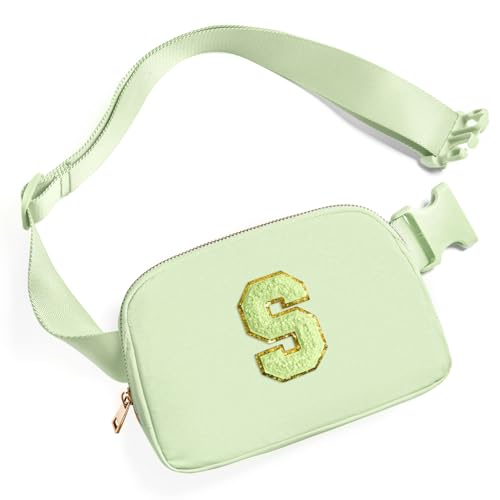 Image of Gitus Gifts for 8 9 10 11 12 Year Old Girls Belt Bag Fanny Pack Crossbody Bags with Initial Letter Patch Cute Stuff Birthday Gifts for Teen Girls Women Personalized Trend Stuff (Light Green-S)