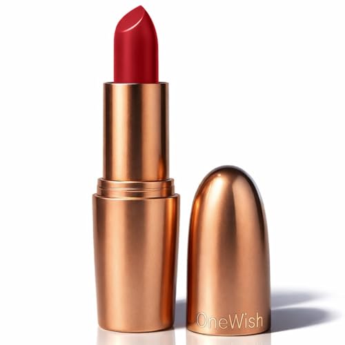 Image of One Wish Creamy Matte Lipstick Long Lasting for Women - Baddie Red Shade 17 | Full Coverage | Creamy Formula | No Flaky Lips | No Dryness| High-Pigment | SPF | Vitamin E, Almond Oil & Shea Butter for Moisturising Lip | 8 Hrs Lasting | Smooth Finish | 3.8 gm