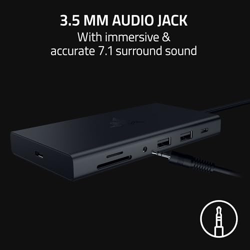Image of Razer USB C Dock: 11-in-1 Portable USB-C Travel Hub, 4K 60Hz HDMI, Ethernet, Card Reader, USB-C & USB-A, 3.5mm Audio,85W PD Charging for Laptop & Tablet, Durable All-Metal Build, PC & Mac - Black