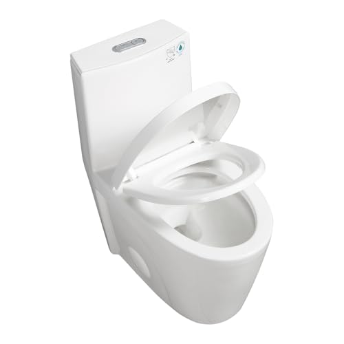 Inodoro de una pieza alargado, altura cómoda ADA, montado en piso, doble descarga 1,1/1,6 GPF, certificado WaterSense, con asiento de cierre suave, descarga por sifón MaP 1000 g, cerámica blanca miniatura 6