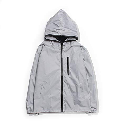 UNINOVA Reflective Jacket Hooded - Safety Running Coat Windbreaker Fashionable (Extra Large)
