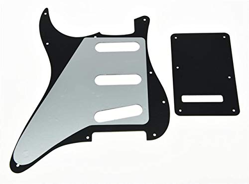 Dopro 11 Hole Strat SSS Pickguard ST Back Plate Trem Cover for USA/Mexican FD Strat Black 1 Ply - Image 2