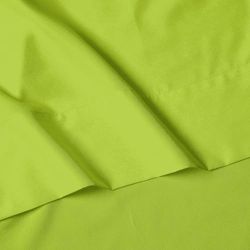 Image of Elegant Comfort Luxury 1500 Premium Hotel Quality Microfiber 4-Piece Sheet Set - Wrinkle Resistant, All Around Elastic Fitted Sheet, Deep Pocket up to 16 inch, Twin /Twin XL, Lime