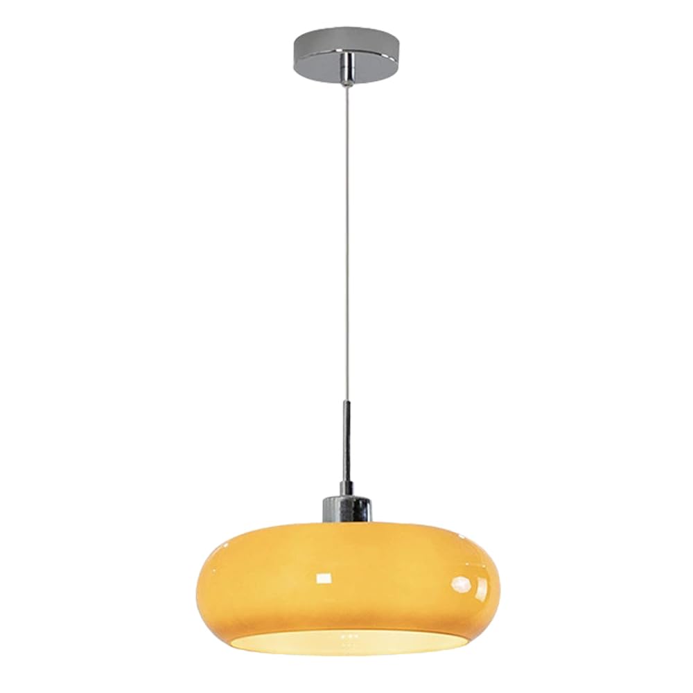 Lampada a sospensione con paralume in vetro arancione stile nordico, lampadario a soffitto a testa singola, lampada a ad altezza regolabile, lampade decorative
