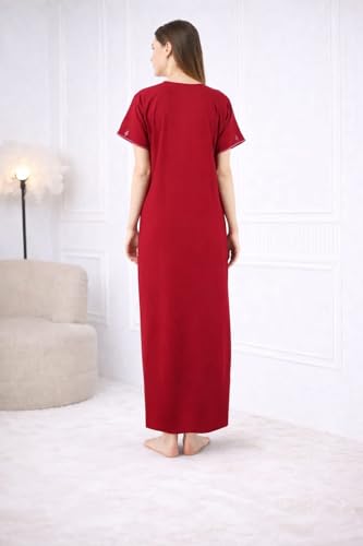 Image of Premium Women Embroidery Night Gown Lizzybizzy Cotton Nighty Maxi