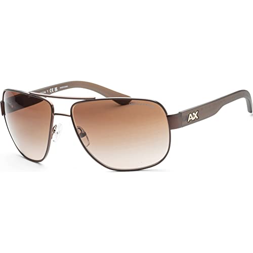 Armani Exchange A|X Mens AX2012S Rectangular Sunglasses, Matte Brown/Brown Gradient, 62 mm