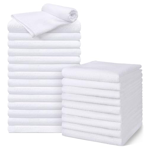 UNIMADE Salon Towels 24 Pack Super Soft Microfiber Hand Towel Highly Absorbent Hair-Drying Cloth for Gym Bath Spa Use and Home Beauty Care - White (16x29 inch)