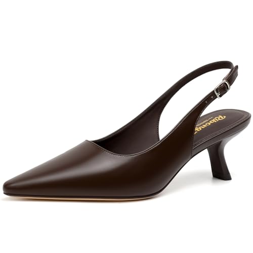 Image of RIBONGZ Sexy Slingback Pumps Elegant Dressy Heels for Women Closed Toe Pointy High Heels Wedding Bride Prom Party Evening Shoes