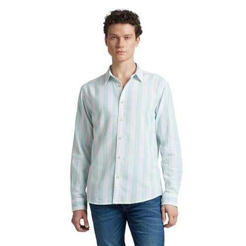 Image of Pepe Jeans Men's Casual Shirt | Striped Shirt for Men| Regular Fit | Vertical Stripes | Full Sleeve | Available in Plus Size