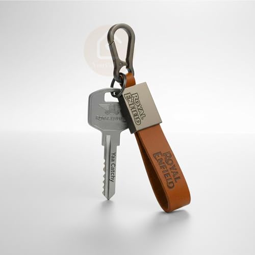 Image of Premium Leather Keychain Metal Hook Compatible with Durable Faux Leather Brown Strap with Heavy-Duty Alloy Clip Stylish Bike & Car Key Holder