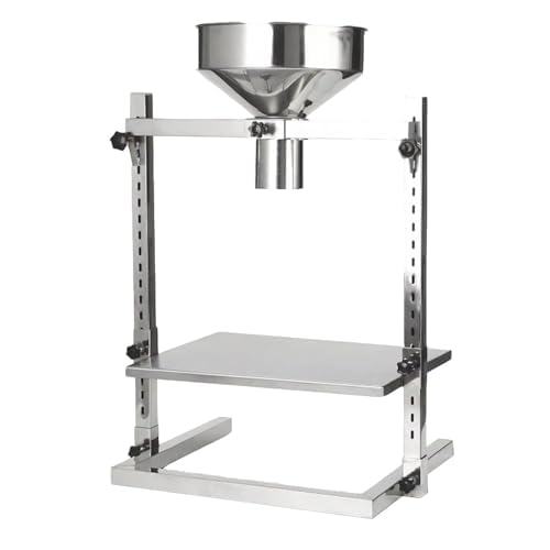 Trichter aus Edelstahl mit zwei Halterungen und Ablage, höhenverstellbarer Trichter für Pulver, Flüssigkeiten und Granulatfüllung, ideal für präzise Dosierung und einfache Reinigung