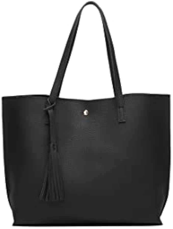Women's Soft Faux Leather Tote Shoulder Bag from Dreubea, Big Capacity Tassel Handbag