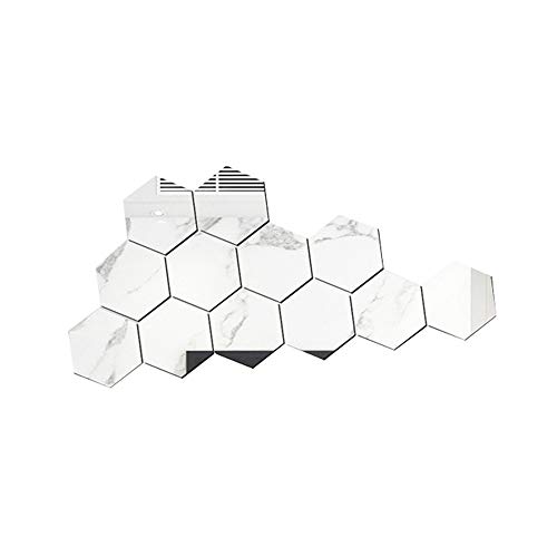 12 pegatinas de pared de espejo 3D hexagonales de acrílico para decoración de pared con espejo, pegatinas decorativas para bricolaje, azulejos autoadhesivos, decoración del hogar, sala de estar (SV)