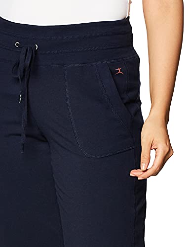 Danskin Women's Plus Size Straight Leg Drawcord Athletic Pants, Midnight Navy, 1X